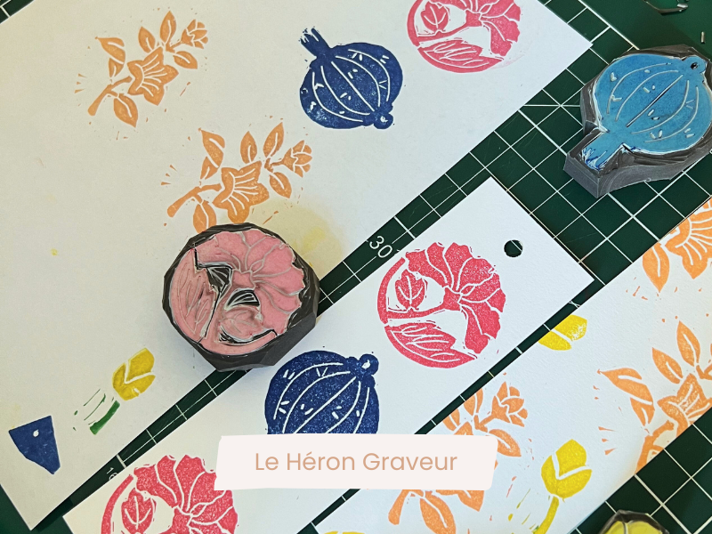 Atelier créatif Strasbourg gravure tampons Le Héron Graveur