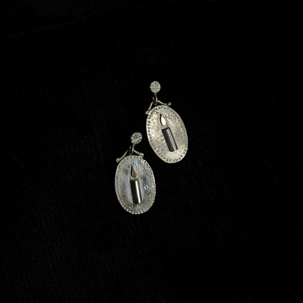 Boucles d'oreilles bougie en argent et or par Charlotte Olivia Picard