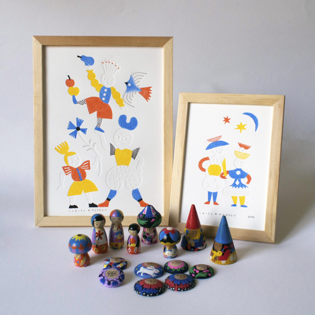 Illustratrions colorées de Claire Perret disponibles à l'Écrin à Strasbourg