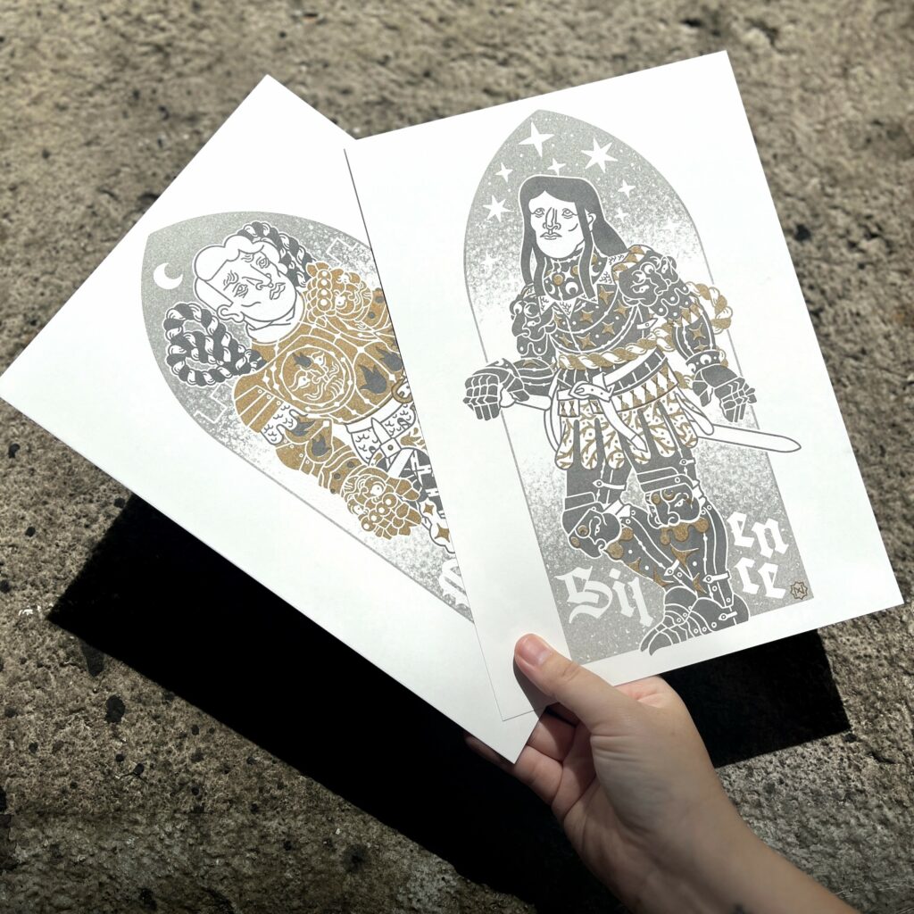 Risographie de Le Page Novembre, chevaliers