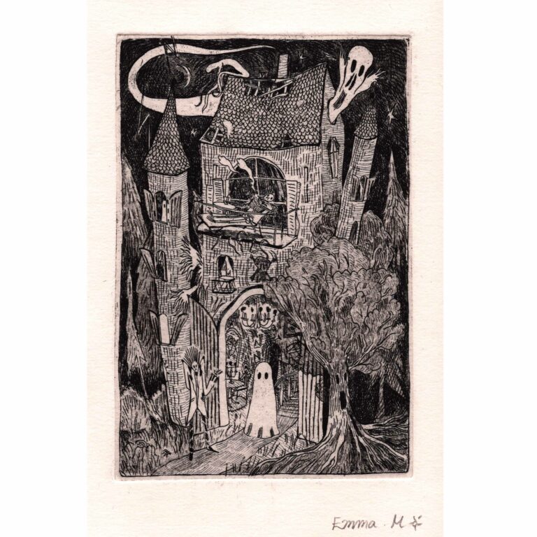 Illustration de maison hantée par Emma Morison